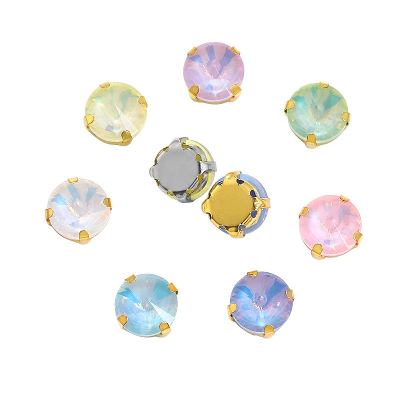 Acmore Crystal Hot Sales Loose Crystal Stone Rivoli Shape With Four Claws Sew on Decoration Jewelry Art Diy Accessories
