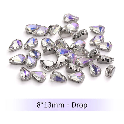 Acmore Crystal Moonlight Mixed Shapes Sew on Rhinestone With Silver Claw Setting DIY for Festival Decoration Accessories