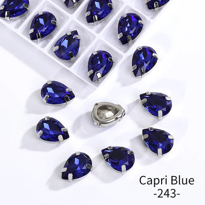 Acmore Crystal Crystals Rhinestone With Claw Strass Gems Sew on Rhinestone Drop Shape Crystal Fancy Stone With Claw for Garment