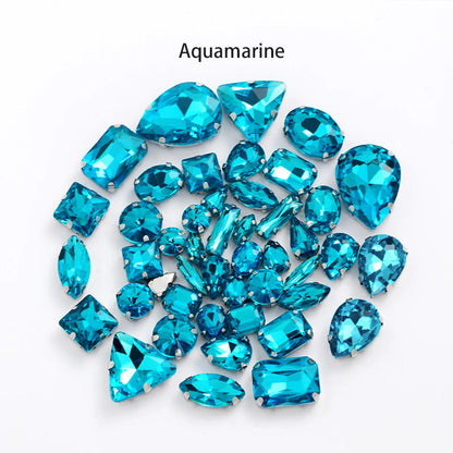 Acmore Crystal Mixed Shapes 22 Colors Four-point Stainless Steel Claw Loose Sew on Crystal Stone Glass DIY Rhinestone With Claw Setting