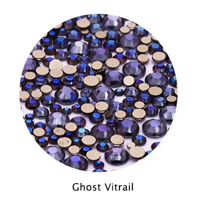 Acmore Crystal Gold Flat Back Round 40 Colors SS3-SS20 Mixed 3d Crystal ab Press on Nail Art Supplies Rhinestone Accessories