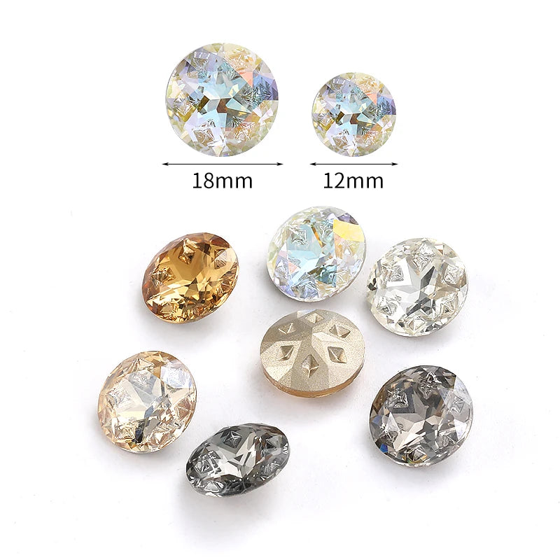 Acmore Crystal Round Star Meteorite Series 12 /18mm K9 Glass Pointback Crystal Stones Rhinestones for Jewelry Making Garment