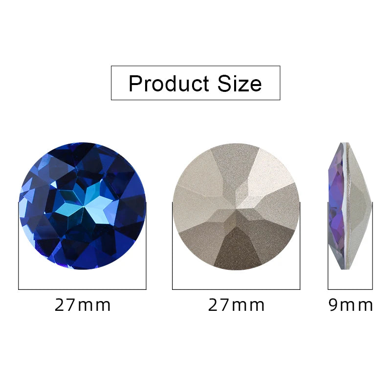 Acmore Crystal Newest Big Size 27mm Gemstone Flower Crystal ab Pointback DIY Nail Art Supplies Rhinestone Decoration Accessories
