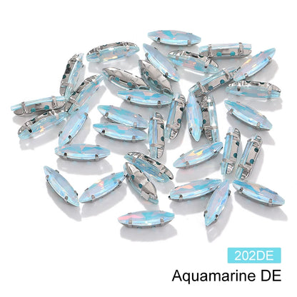 Acmore Crystal 4*15MM  Horse Eye Pointback Sew on Glass Crystal Rhinestones  Mocha Satellite Claw Stones  DIY Clothing Accessories