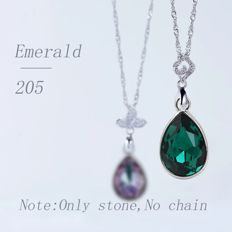 Acmore Crystal Drop Shaped Fancy Shiny Colors K9 Crystal Stones Alloy Back Pendant Necklace Deco Charms Jewelry Rhinestones Accessories