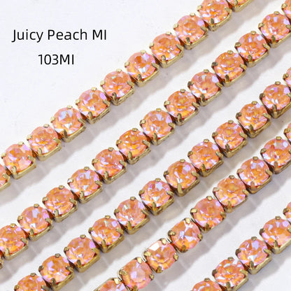 Acmore Crystal New SS4-SS16 Size MI Round Shape Glass Stones Copper Claw Rhinestones Chain Sew on Crystal Direction DIY Rhinestone