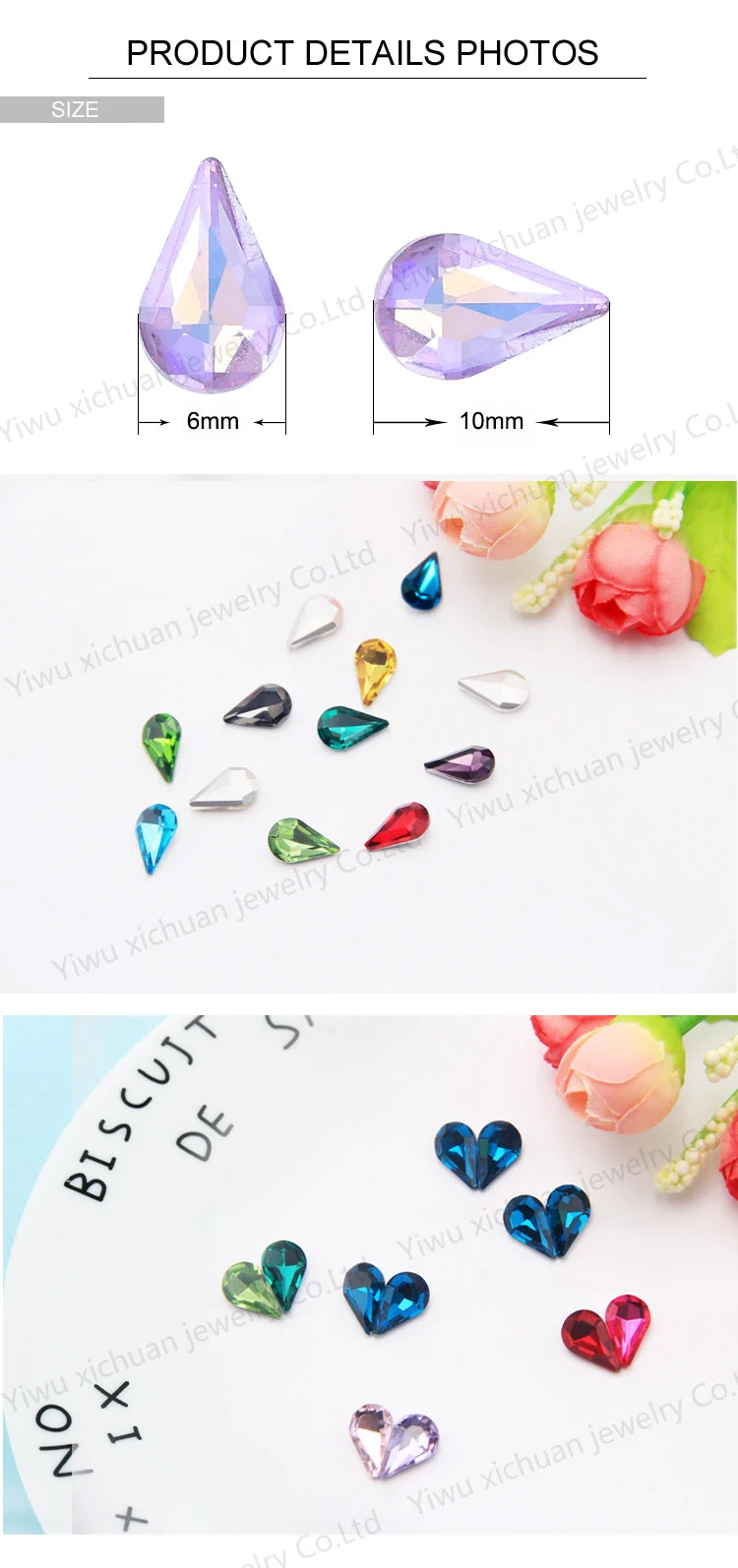 Factory Wholesale 3A Glass  Drop Crystals View AB Colors Teardrop Sew on Rhinestones for Costumes Jewelry Making