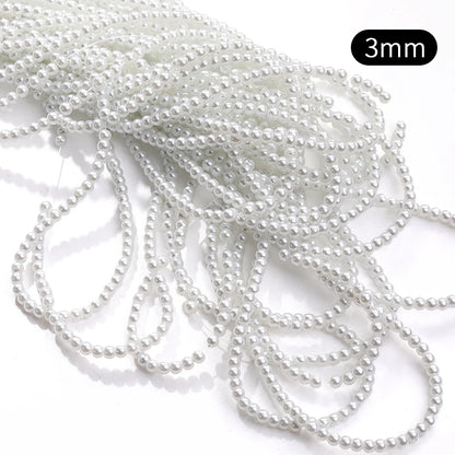 Acmore Crystal 3mm/4mm/6mm/8mm White Glass Imitation Pearl Beads with Hole ABS Loose Beads for Jewelry Making  Decoration Accessories
