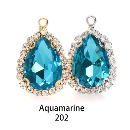 Acmore Crystal Drop Shape Crystal Stone Sewing on Golden/white K Claw Setting Pendant Necklace Strass Rhinestone Crafts