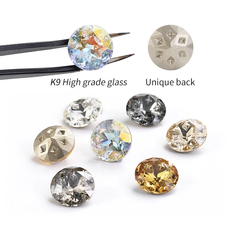 Acmore Crystal Round Star Meteorite Series 12 /18mm K9 Glass Pointback Crystal Stones Rhinestones for Jewelry Making Garment