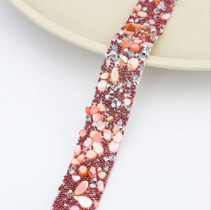 Acmore Crystal  Hot-Fix Gravel Tape 2cm Wide Rhinestone Chain Stone Cake Ribbon Trimming Wedding Decoration Sewing Accessories