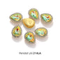 Acmore Crystal New Arrival Double-layers Drop Shape Flat Back Claw Rhinestones Golden Sunflower Sew-on Crystal Glass for Clothing