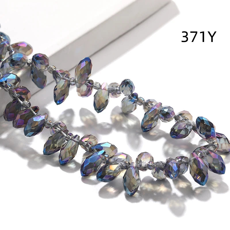 Acmore Crystal   6*12MM Water Drop Faceted Crystal Glass Beads Accessories for Bracelet Making 12 Colors  Loose Stone Glass Crafts