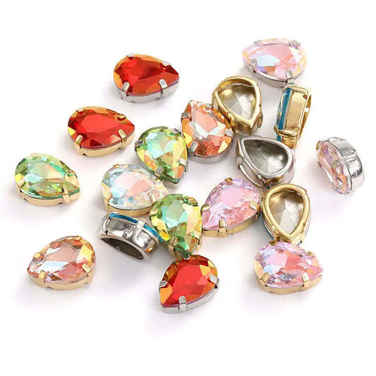 Acmore Crystal High Quality Waterdrop  LA Series Piont Back Copper Claw  Rhinestones   for Sewing Accessories and Germant