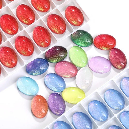 Acmore Crystal Wholesale Oval Stone With Glue on Jewelry Shape Loose Glass Flat Back Strass Rhinestone DIY Art Decoration