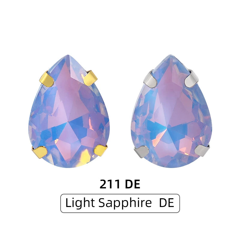 Acmore Crystal High Quality Colors Faceted Glass Stones Drop Claws Flatback Rhinestone Jewelry Art Garment Accessories