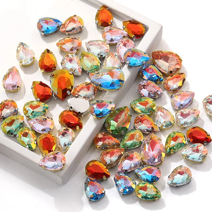 Acmore Crystal New Arrival LA Series Waterdrop Shape Stainless Steel Claw Setting Piont Back Crystals Sew on Beads for Jewelry