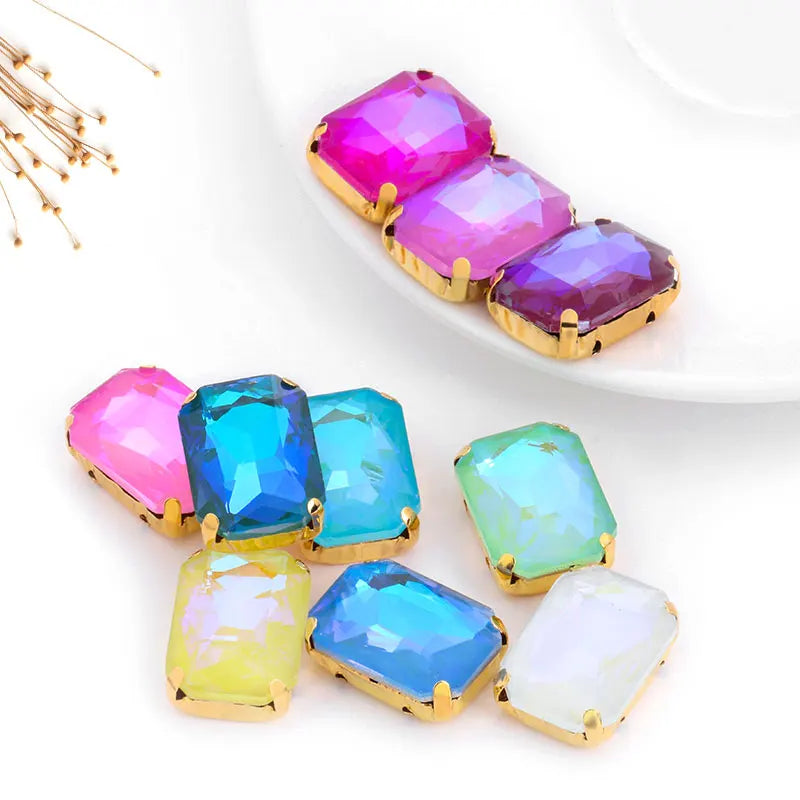 Rectangular Octagon Mk Fluorescent Claw Rhinestone Arts Crafts Glass Crystal Stone Claw Rhinestone
