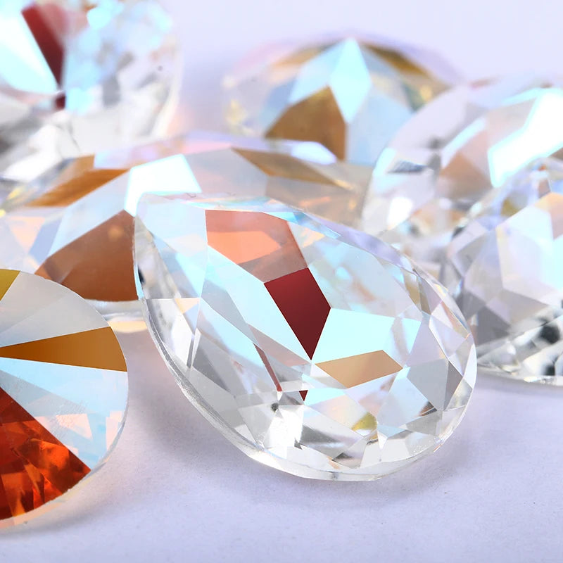 Acmore Crystal Fancy Loose Crystal Stones Glass Crafts Brand New Unfoiled Crystal Shimmer Glass Point Back Rhinestones for Bag Garment