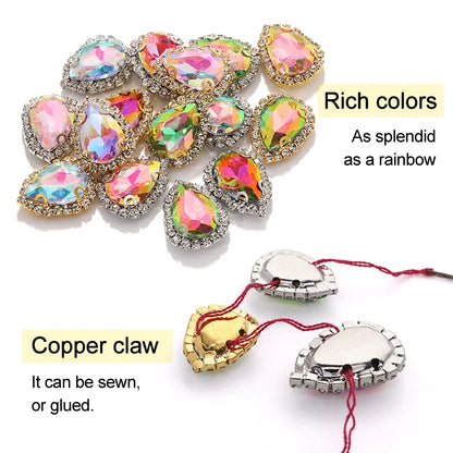 Acmore Crystal New Arrival 3D Piont Back Glass Rhinestone with Brass Caw Shadow Series Tear Drop Nail Art Rhinestones Charm for Cloth