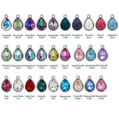 Acmore Crystal Drop Shaped Fancy Shiny Colors K9 Crystal Stones Alloy Back Pendant Necklace Deco Charms Jewelry Rhinestones Accessories