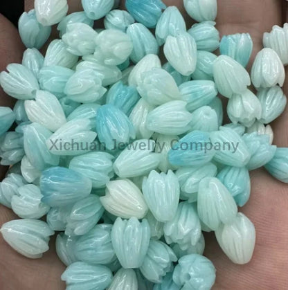 Acmore Crystal 9*6mm Hawaii Resin Jasmine Flower Beads for Jewelry Making Lavender Lilac Pikake Flower Acrylic Charms