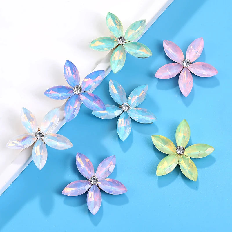 Acmore Crystal High Quality Point Back Navette Alloy Flower Shapes Point Back Rhinestones Loose Glass Stone Design Dress Clothing