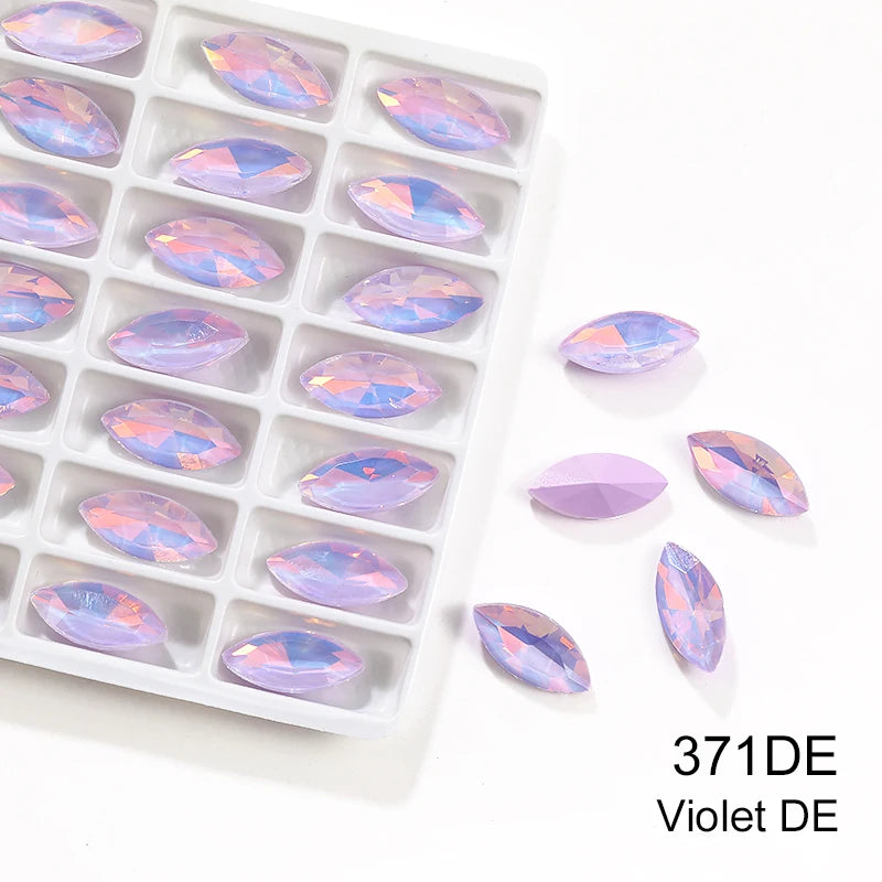 Xihcuan Wholesale Navette Shape Point Back Class Opal Mocha DE Rhinestones Glue on Clothes Fashion DIY Nail Art