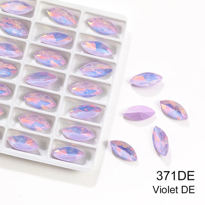 Xihcuan Wholesale Navette Shape Point Back Class Opal Mocha DE Rhinestones Glue on Clothes Fashion DIY Nail Art