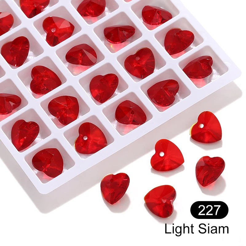 Acmore Crystal Heart Shape10MM K9 Loose Pointed Back Crystal Rhinestones for Jewelry Custom Pendant for Necklace Making