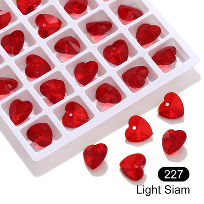 Acmore Crystal Heart Shape10MM K9 Loose Pointed Back Crystal Rhinestones for Jewelry Custom Pendant for Necklace Making