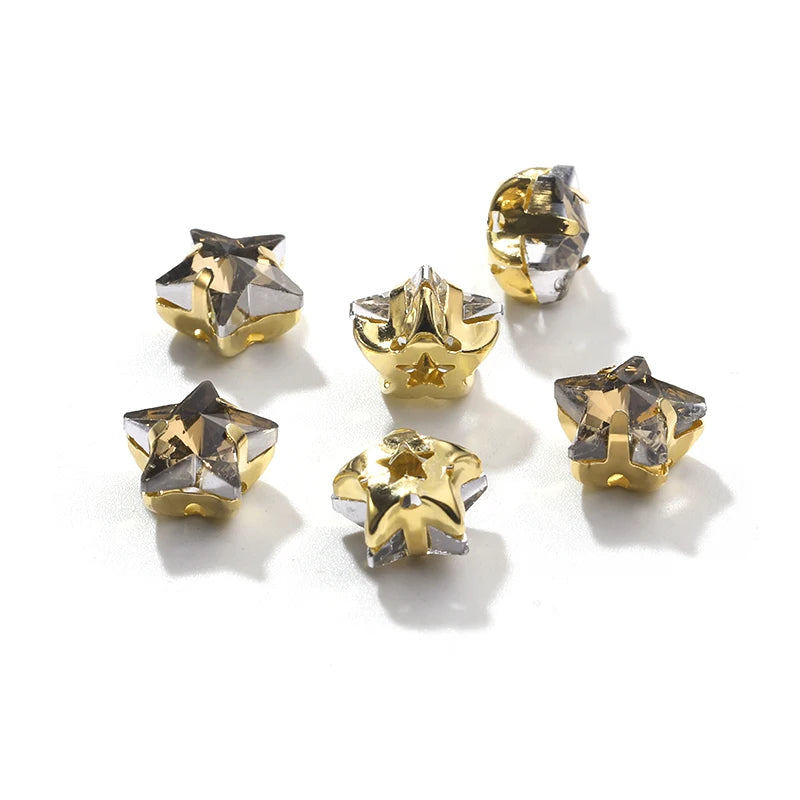 Hot Selling Acmore Crystal 10mm Star Pointback Glass Claw Drill Shiny Rhinestones Charms DIY Accessories for Dress & Clothing