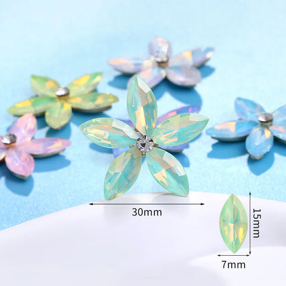 Acmore Crystal High Quality Point Back Navette Alloy Flower Shapes Point Back Rhinestones Loose Glass Stone Design Dress Clothing