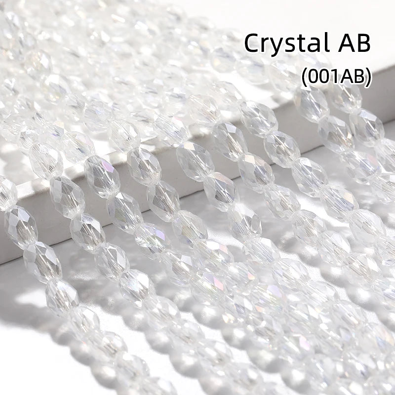 Acmore Crystal Popular  6*8MM Olive-shaped Crystal Beads for Clothing Making Best  DIY Accessories for Door & Curtain Decoration