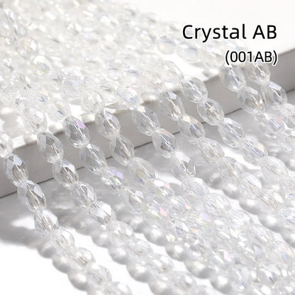 Acmore Crystal Popular  6*8MM Olive-shaped Crystal Beads for Clothing Making Best  DIY Accessories for Door & Curtain Decoration