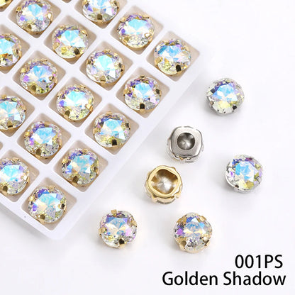 Acmore Crystal High Quality Cushion Shape Crystal Glass Sew on Copper Claw Rhinestones for Clothes Bags Sewing Accessories