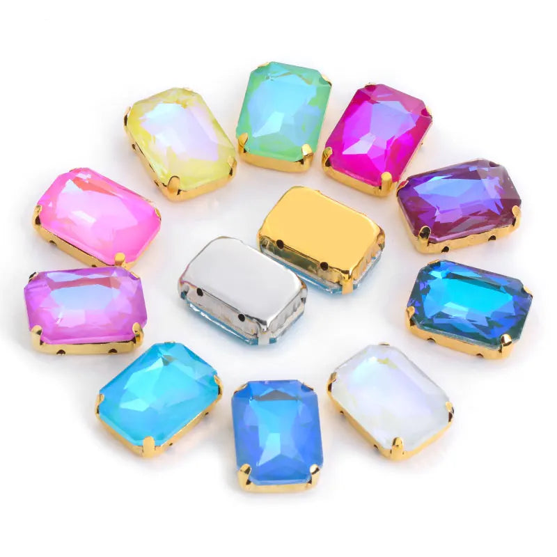 Rectangular Octagon Mk Fluorescent Claw Rhinestone Arts Crafts Glass Crystal Stone Claw Rhinestone
