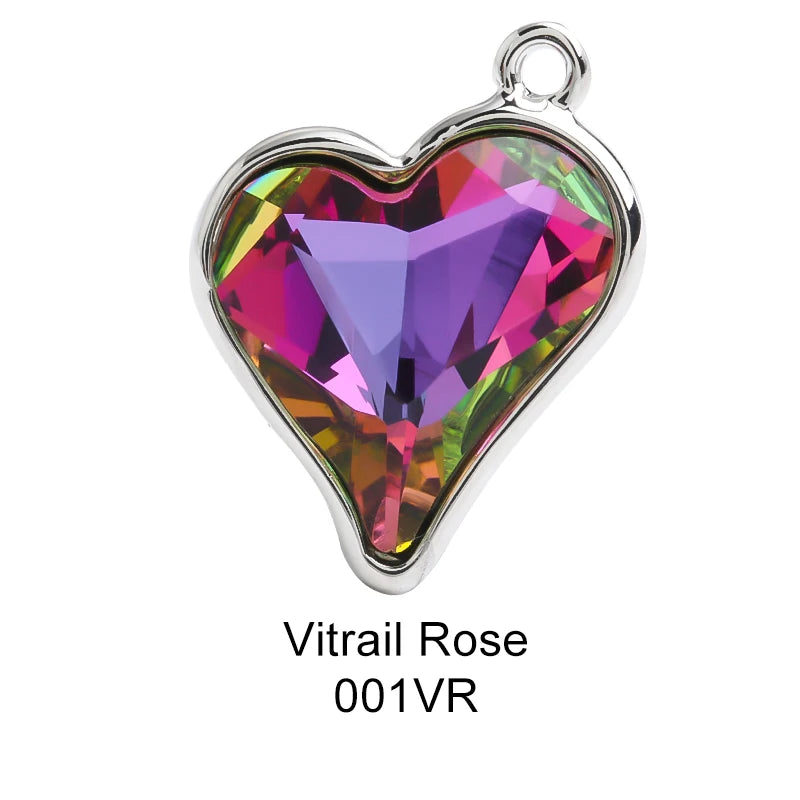 Acmore Crystal 13.5*17.6mm Copper Bottom Alloy Sweet Heart Single Hole Glass Diamond Pendant DIY Earrings Necklace Jewelry Accessories