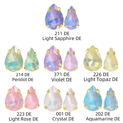 Acmore Crystal High Quality Colors Faceted Glass Stones Drop Claws Flatback Rhinestone Jewelry Art Garment Accessories