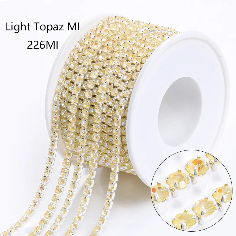 Acmore Crystal Hot Sale SS4-SS12 MI Series Color Shiny Round Stone Glass Silver Claw Rhinestones Chain Art Supplies DIY Accessories