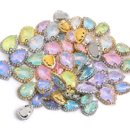 Acmore Crystal Hot Sale Wholesale Colorful Drop Stone With Cup Chain Flat Back Rhinestone Opal Mocha DE Glass Art Designs