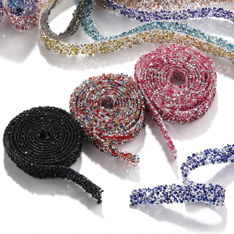 Acmore Crystal High Quality 1.2cm Trim Strass Chain Resin Crystal AB Hot Fix Rhinestones DIY Belt Wedding Dress Garment Craft