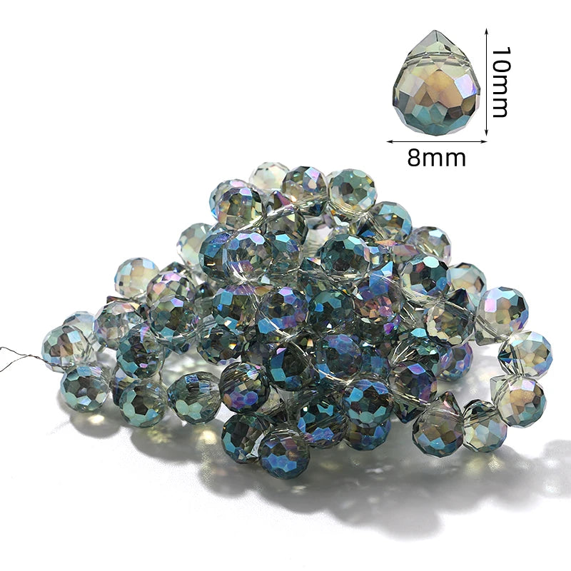Acmore Crystal  8*10MM Shinning AB Color Faceted Cutting Strawberry  Tear Drop  Crystal Loose Beads Jewelry Accessories