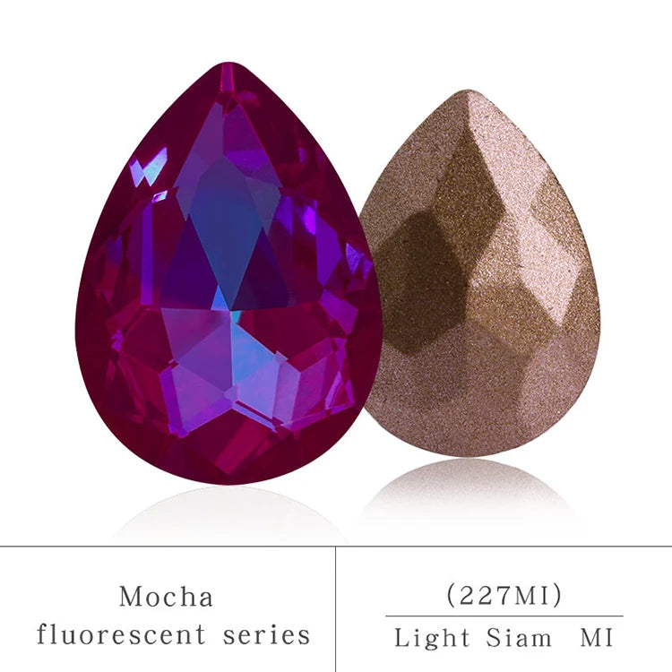Colorful Drop Rhinestone Sewing Mocha Fluorescent Drop Crystal Stones for Clothes Jewelry Making Garment Decoration Rhinestones