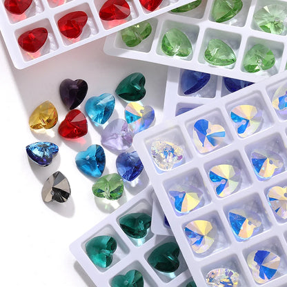 Acmore Crystal Heart Shape10MM K9 Loose Pointed Back Crystal Rhinestones for Jewelry Custom Pendant for Necklace Making
