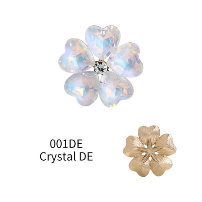 Acmore Crystal Wholesale Fancy Rhinestones Point Back Stone Heart Alloy Flower Glue on Fancy Rhinestones Decoration Jewelry Clothing