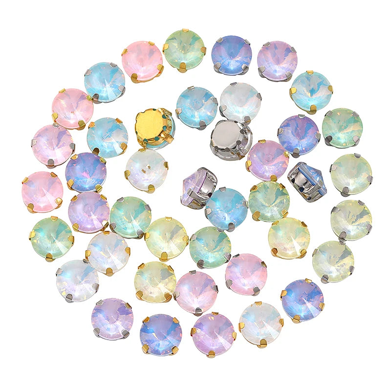 Acmore Crystal Hot Sales Loose Crystal Stone Rivoli Shape With Four Claws Sew on Decoration Jewelry Art Diy Accessories