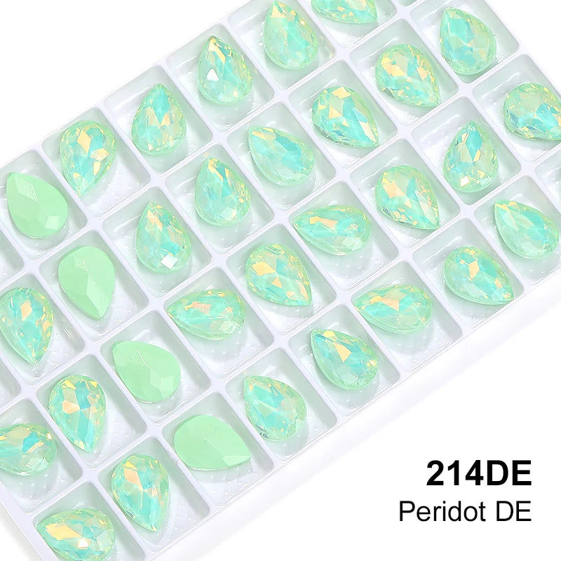 Acmore Crystal Wholesale Piont Back Crystals Rhinestones Drop Shape Bling Loose Strass Nail Art Garment Decoration