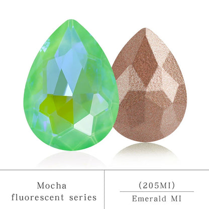 Colorful Drop Rhinestone Sewing Mocha Fluorescent Drop Crystal Stones for Clothes Jewelry Making Garment Decoration Rhinestones