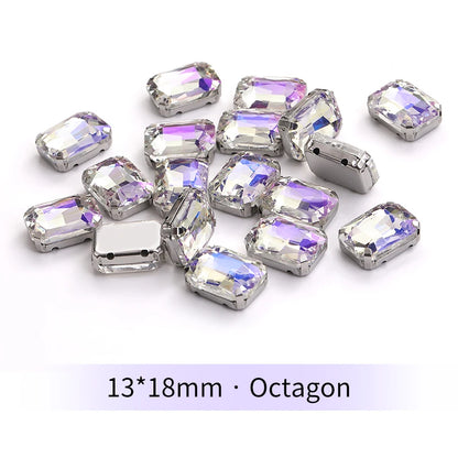 Acmore Crystal Moonlight Mixed Shapes Sew on Rhinestone With Silver Claw Setting DIY for Festival Decoration Accessories